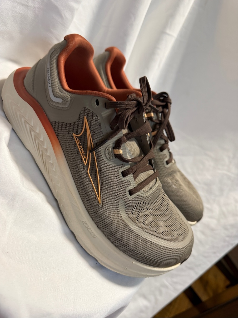 Altra Olive Green and Rust Orange Trail Running Shoes